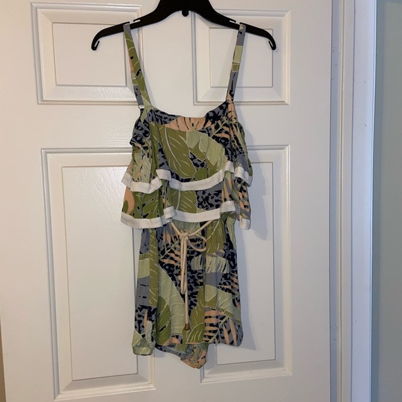 MINKPINK Green Leafs Spaghetti Strap Romper - Picture 2 of 8
